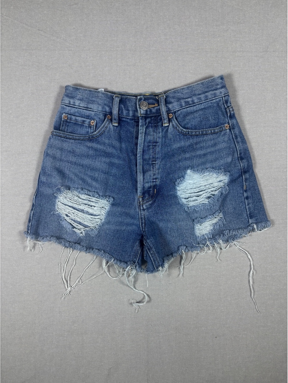 Pacsun Ultra High Rise Vintage Denim Shorts Size 24 Distressed